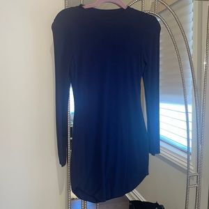 Hot Miami styles long sleeve t-shirt mini dress in navy blue